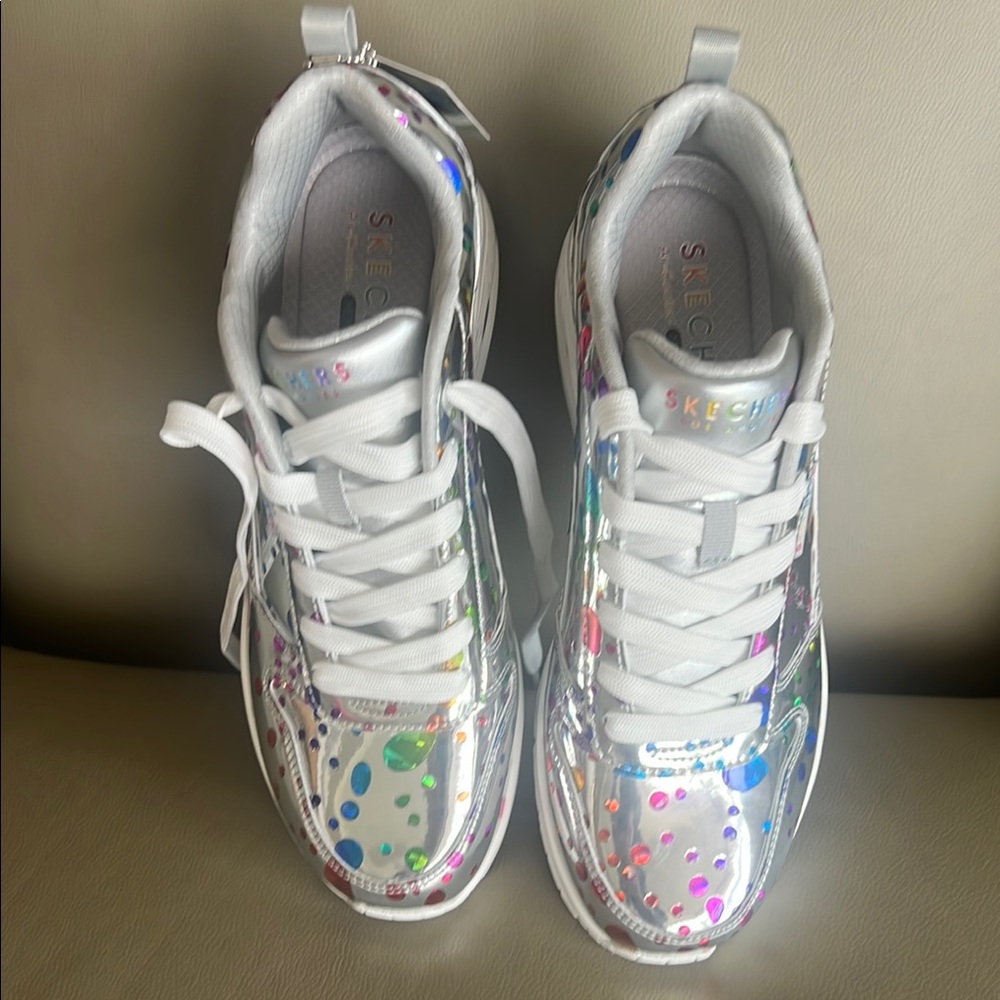 Skechers Silver Iridescent Chunky Sneakers